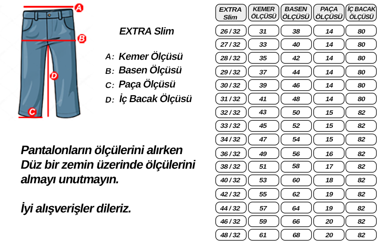 Beden Tablosu